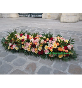 COUSSIN ALLONGE ROSES VARIEES